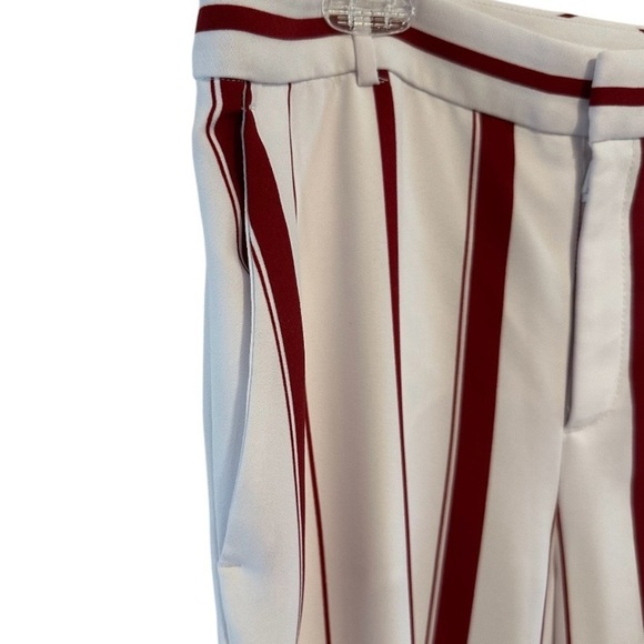 Banana Republic Blake Women's Red White Striped Wide Leg Pants Size 14 - Picture 7 of 9